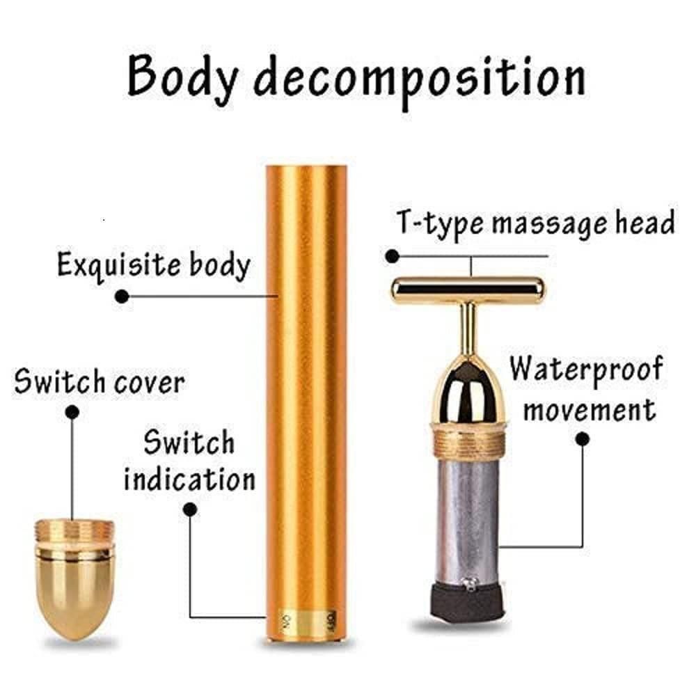 24K Gold Energy Beauty Bar – Electric Facial Massage Roller
